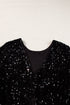 Sequin Long Sleeve Cutout Back Top